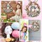 Queekay Easter Wreaths for Front Door Wooden Easter Sign 12.6 x 14.6 Inch Hanging Door Sign Decorations Wreath for Spring Holiday Coffee Shop Bakery(Bunny)